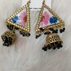 Pink Daisy Triangle Jhumkas