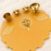 Handmade Golden Ganesha Resin Puja Thali Set with Brass Diyas | Complete Pooja Platter | Prayan Hastkala