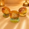 Handmade Resin Ganesh Ji Decorative Stand – Floral & Golden Flakes