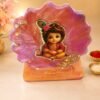 Baby Krishna pink & peach Resin Decorative  Table /Car Stand ( pink,peach & purple with golden accents)