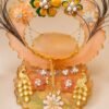 Peach Floral Resin Kanha Ji Jhula 20.32 cm ,Floral, Pearl & Peacock detailing.